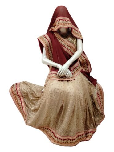 MAROON CREAM LEHENGA SARI