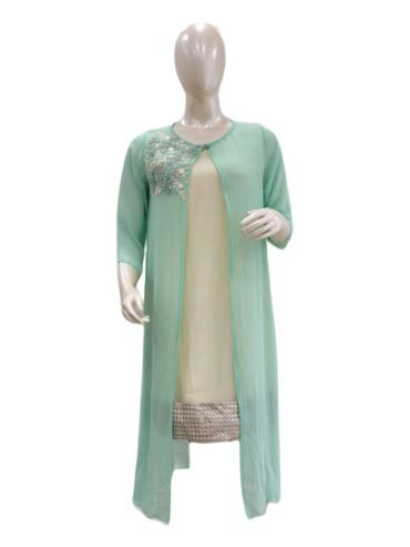 SEA GREEN CREAM 2PC KURTI