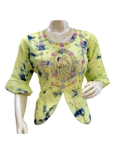 DESIGNER SEA GREEN PAPLUM BLOUSE