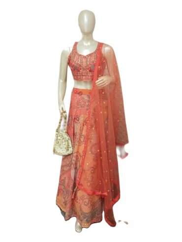 DESIGNER PEACH CROPTOP SET