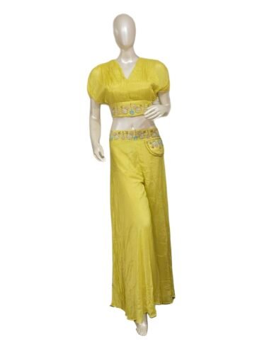 YELLOW CROPTOP PLAZO INDOWESTERN