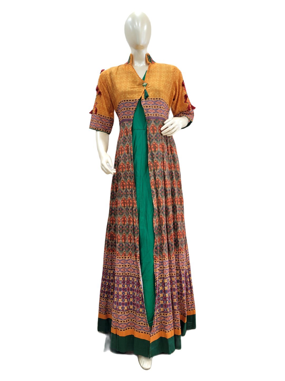 STYLISH PRINTED DOUBLE LAYER GOWN