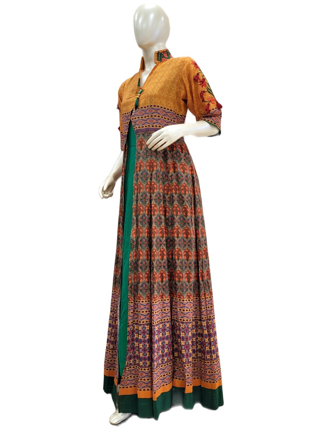 STYLISH PRINTED DOUBLE LAYER GOWN