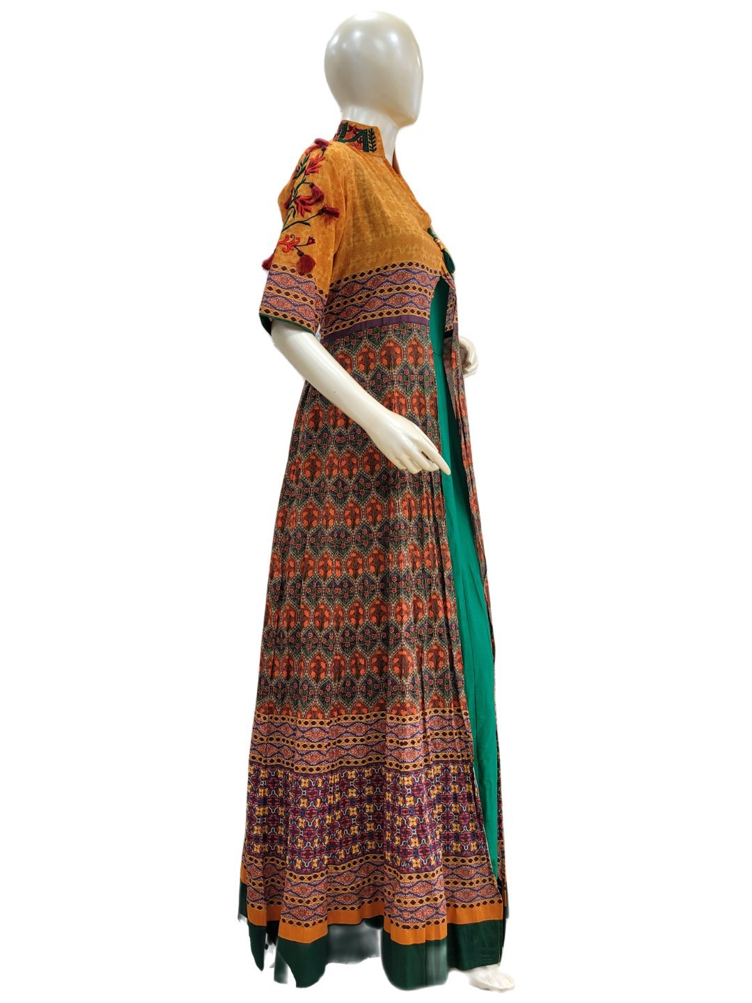 STYLISH PRINTED DOUBLE LAYER GOWN